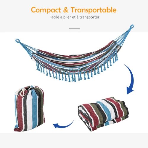 Remise 🎉 Outsunny Hamacs Hamac De Voyage Style Hippie Chic Coton Polyester Multicolore ❤️ 6 Remise 🎉 Outsunny Hamacs Hamac De Voyage Style Hippie Chic Coton Polyester Multicolore ❤️ – Image 4