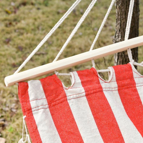 Budget 🎁 Outsunny Hamacs Hamac De Voyage Style Hippie Chic Coton Polyester Rouge Crème Rayé 🥰 8 Budget 🎁 Outsunny Hamacs Hamac De Voyage Style Hippie Chic Coton Polyester Rouge Crème Rayé 🥰 – Image 6