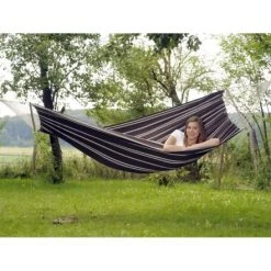 Promo ⌛ Amazonas Hamacs Hamac Double à Barre En Coton Marron Foncé 🌟 -Fauteuils suspendus Soldes hamac double a barre en coton marron fonce 2