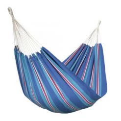 Meilleure affaire 👍 Escuderos Hamacs Hamac Double En Toile Rayé écru Et Gris 🔔 -Fauteuils suspendus Soldes hamac double en toile raye bleu et rouge 2