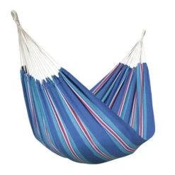 Remise 👍 Escuderos Hamacs Hamac Double En Toile Rayé Bleu Et Rouge ⭐
