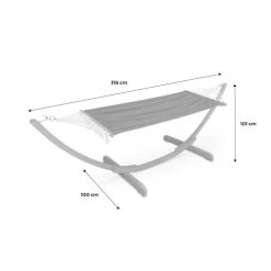 Vente flash ⭐ Alice's Garden Hamacs Hamac En Bois Avec Toile De Coton Anthracite 317x100cm 👏 -Fauteuils suspendus Soldes hamac en bois avec toile de coton anthracite 317x100cm 4