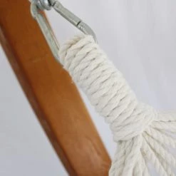 Meilleure vente 🔔 Oviala Hamacs Hamac En Polycoton Blanc Sur Pied En Bois 🎉 -Fauteuils suspendus Soldes hamac en polycoton blanc sur pied en bois 2