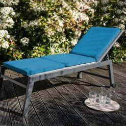 Remise 🔔 Oviala Matelas Pour Bain De Soleil Lot 2 Coussins Bain De Soleil Polyester Bleu 186x53x5 Cm 😍 -Fauteuils suspendus Soldes lot 2 coussins bain de soleil polyester bleu 186x53x5 cm 2