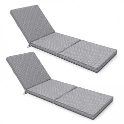 Bon marché 🛒 Oviala Matelas Pour Bain De Soleil Lot De 2 Coussins Bain De Soleil Polyester Gris 186x60x5 Cm 👏
