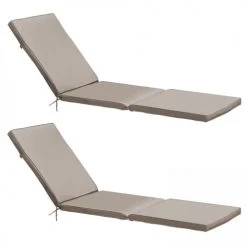 Remise ⭐ Oviala Matelas Pour Bain De Soleil Lot De 2 Coussins Bain De Soleil Polyester Taupe 186x53x5 Cm 🔔