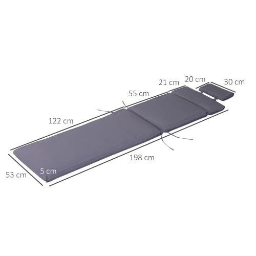 Meilleur prix 🔥 Outsunny Matelas Pour Bain De Soleil Matelas Bain De Soleil Chaise Longue Déhoussable Polyester Gris 🔔 5 Meilleur prix 🔥 Outsunny Matelas Pour Bain De Soleil Matelas Bain De Soleil Chaise Longue Déhoussable Polyester Gris 🔔 – Image 3