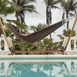 Le moins cher 🎉 Alice's Garden Hamacs Toile De Hamac Marron, 220x140cm 100% Polycoton 🌟 -Fauteuils suspendus Soldes toile de hamac marron 220x140cm 100 polycoton 3